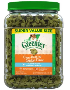 21 OZ. GREENIES FELINE DENTAL TREAT - OVEN ROASTED CHICKEN