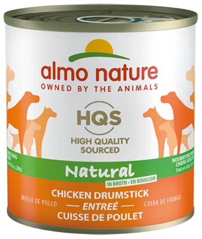 Almo Nature HQS Natural Chicken Drumstick Entree Canned Dog Food: 9.87- Oz Cans, Case of 12