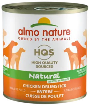 Almo Nature HQS Natural Chicken Drumstick Entree Canned Dog Food: 9.87- Oz Cans, Case of 12