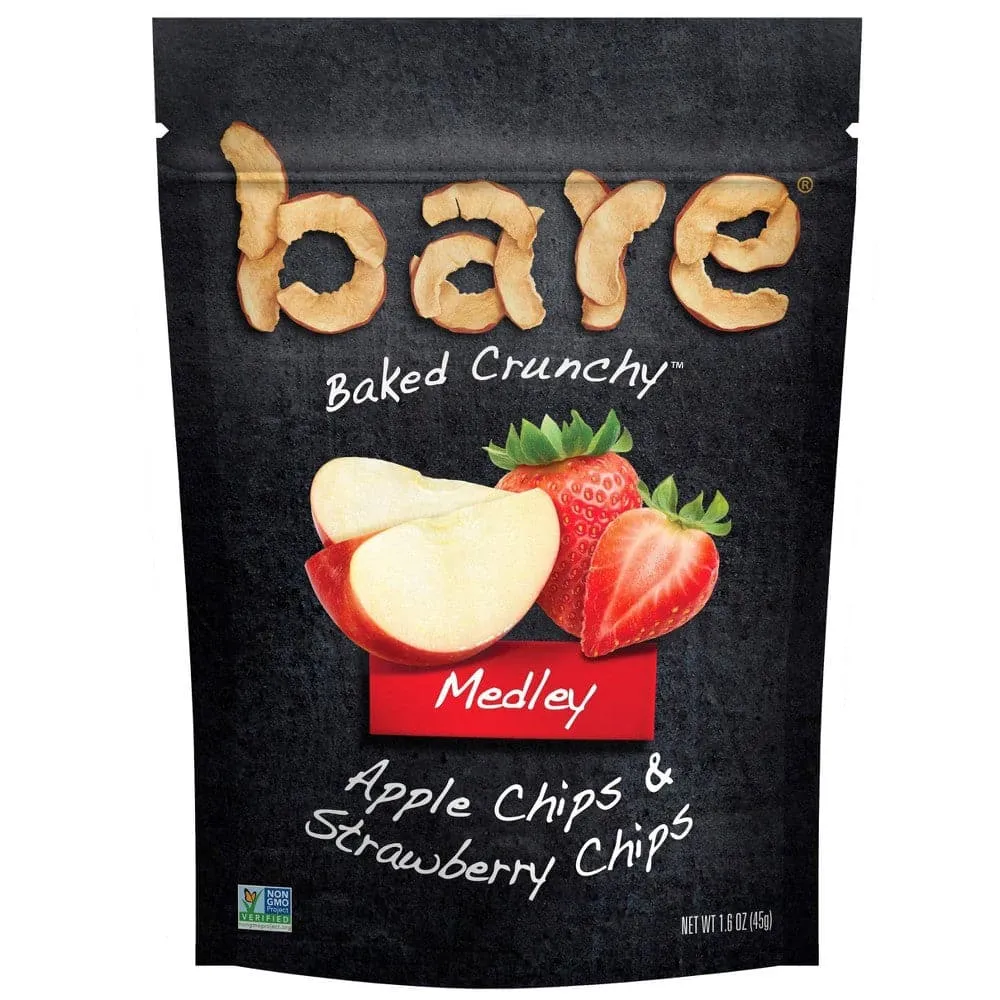 Bare - Baked Crunchy Medleys Apple Chips & Strawberry Chips, 1.6 Oz - Pack of 1