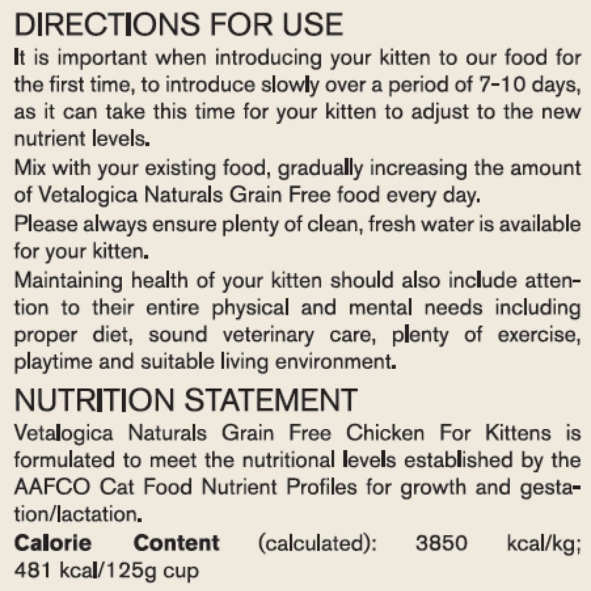 Bundle Pack of 2 x Vetalogica Naturals Grain Free Dry Kitten Food 3kg