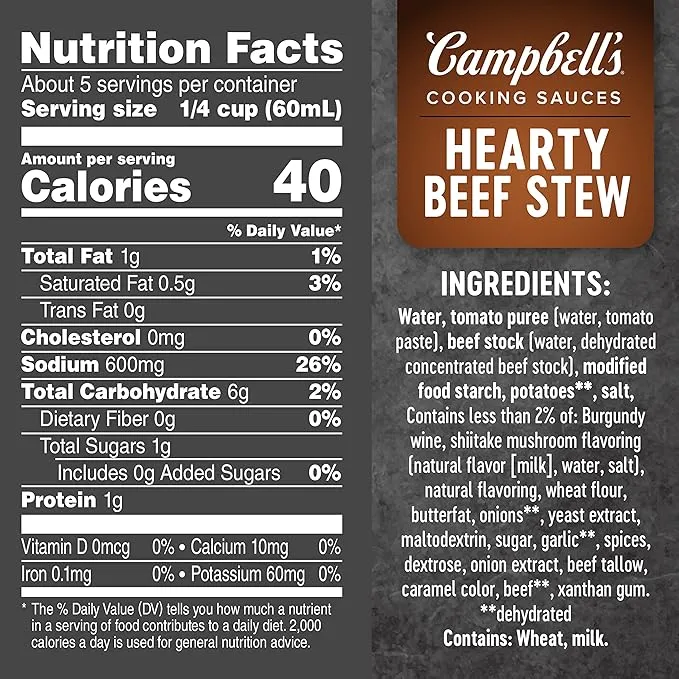 CAMPBELL'S COOKING SAUCES - HEARTY BEEF STEW