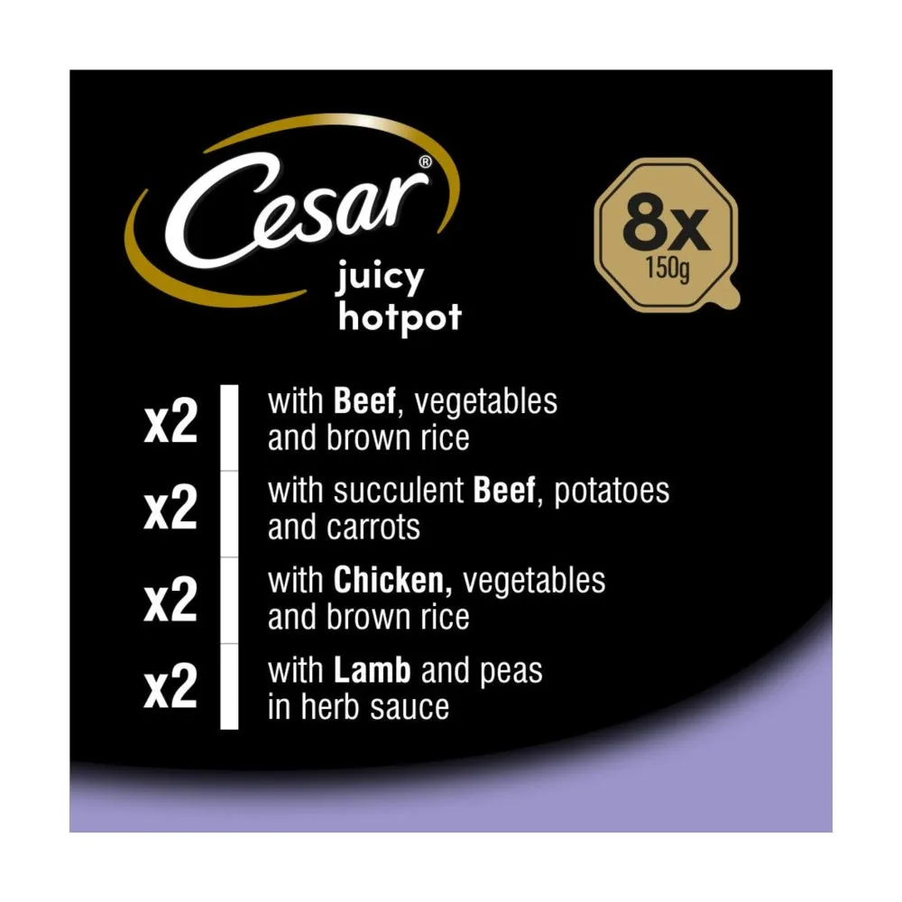 Cesar | Wet Dog Food Foil Selection | Juicy Hotpot - 8 x 150g