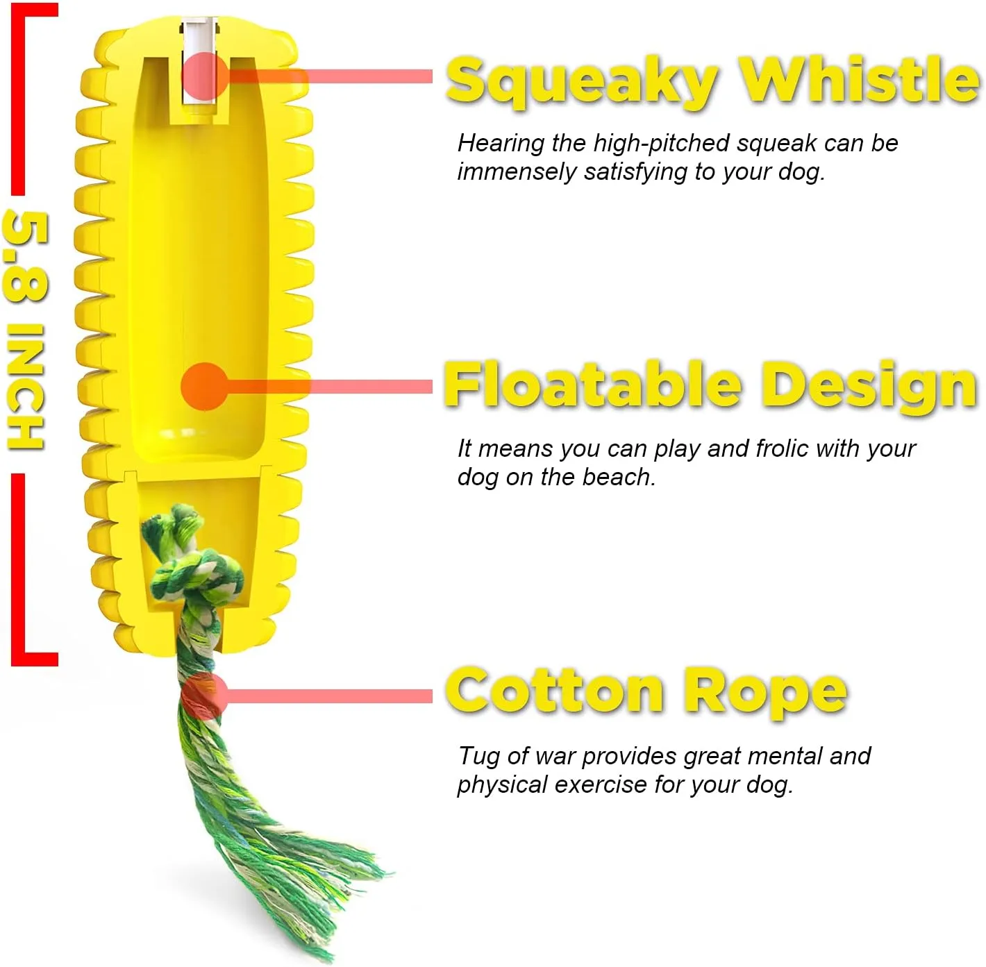 Durable Squeaky Dog Chew Toy-Yellow Corn