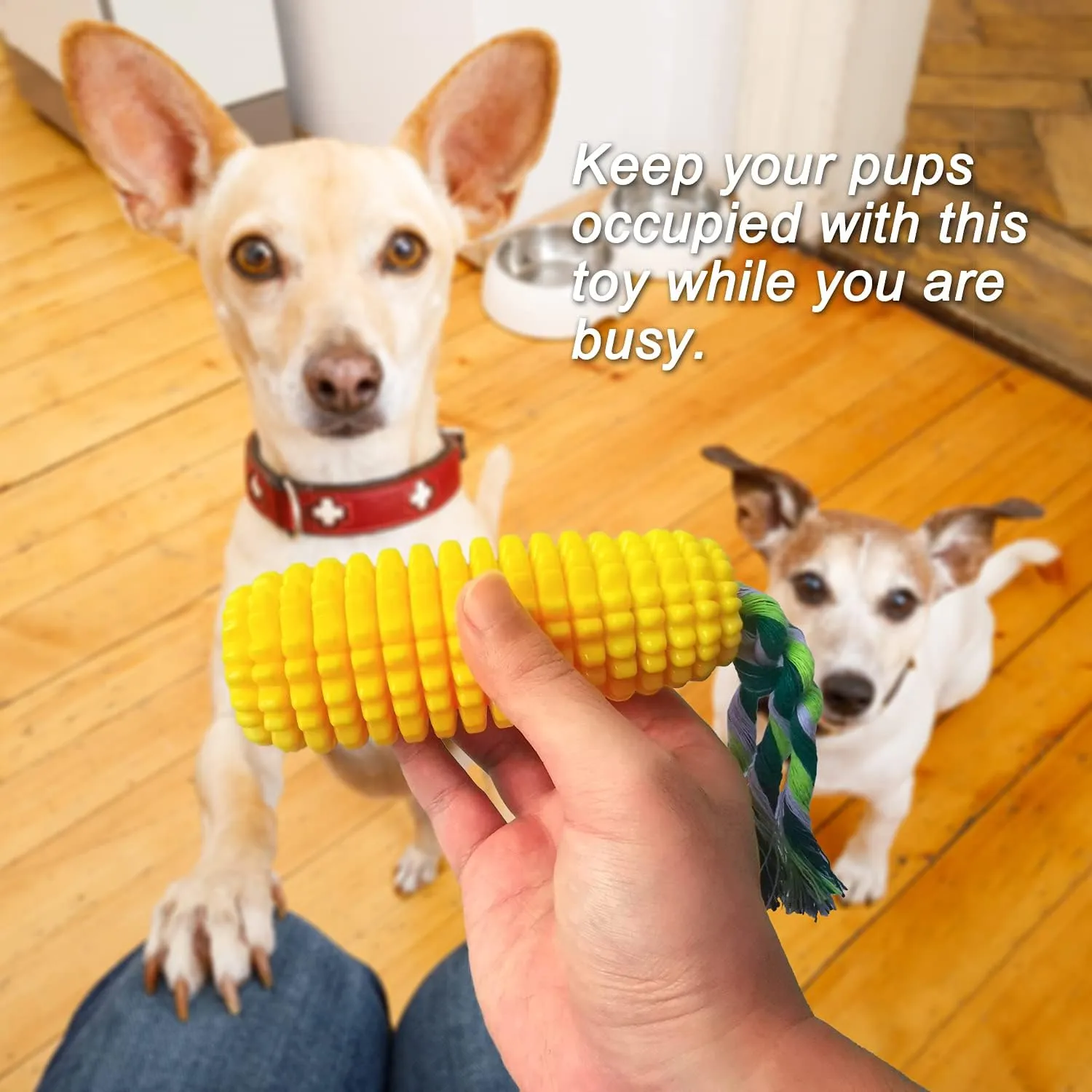 Durable Squeaky Dog Chew Toy-Yellow Corn