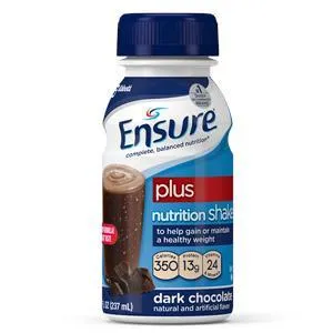 Ensure® Plus® Ready-to-Drink Rich Dark Chocolate Retail 8 oz Bottle, Gluten-free, Low Residue