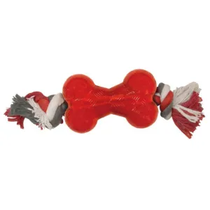 Ethical Play Strong Bone Mini w/ Rope Red Toy For Dog (3.5")