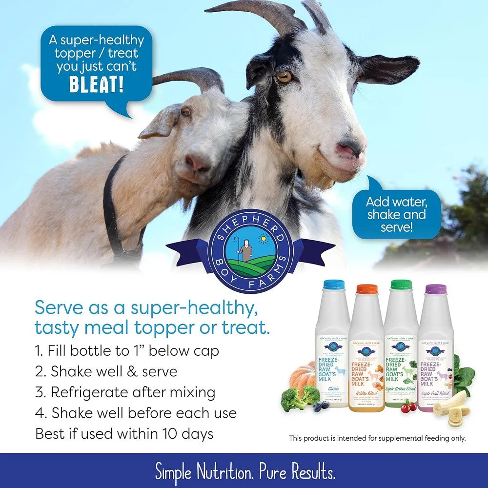 Freeze Dried Raw Goat's Milk Super Greens Blend for Dogs & Cats