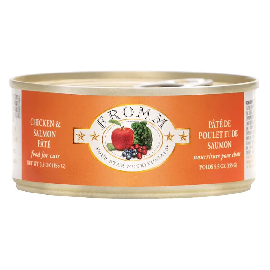 Fromm Four-Star Chicken & Salmon Pate Canned Cat Food, 5-oz