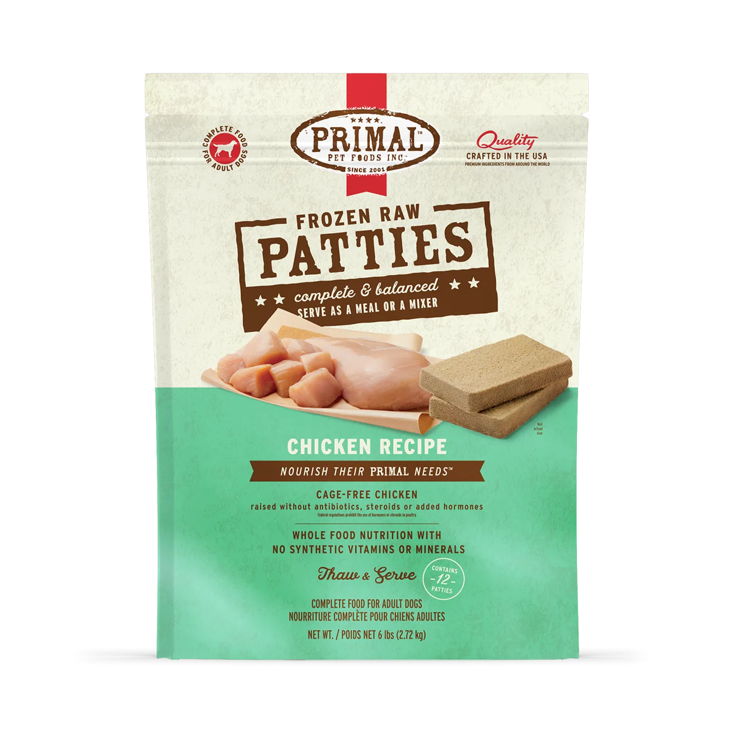 Frozen Raw Patties Dog Food <br> Chicken Recipe