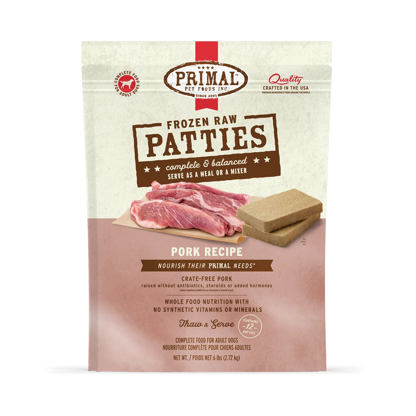 Frozen Raw Patties Dog Food <br> Pork Recipe