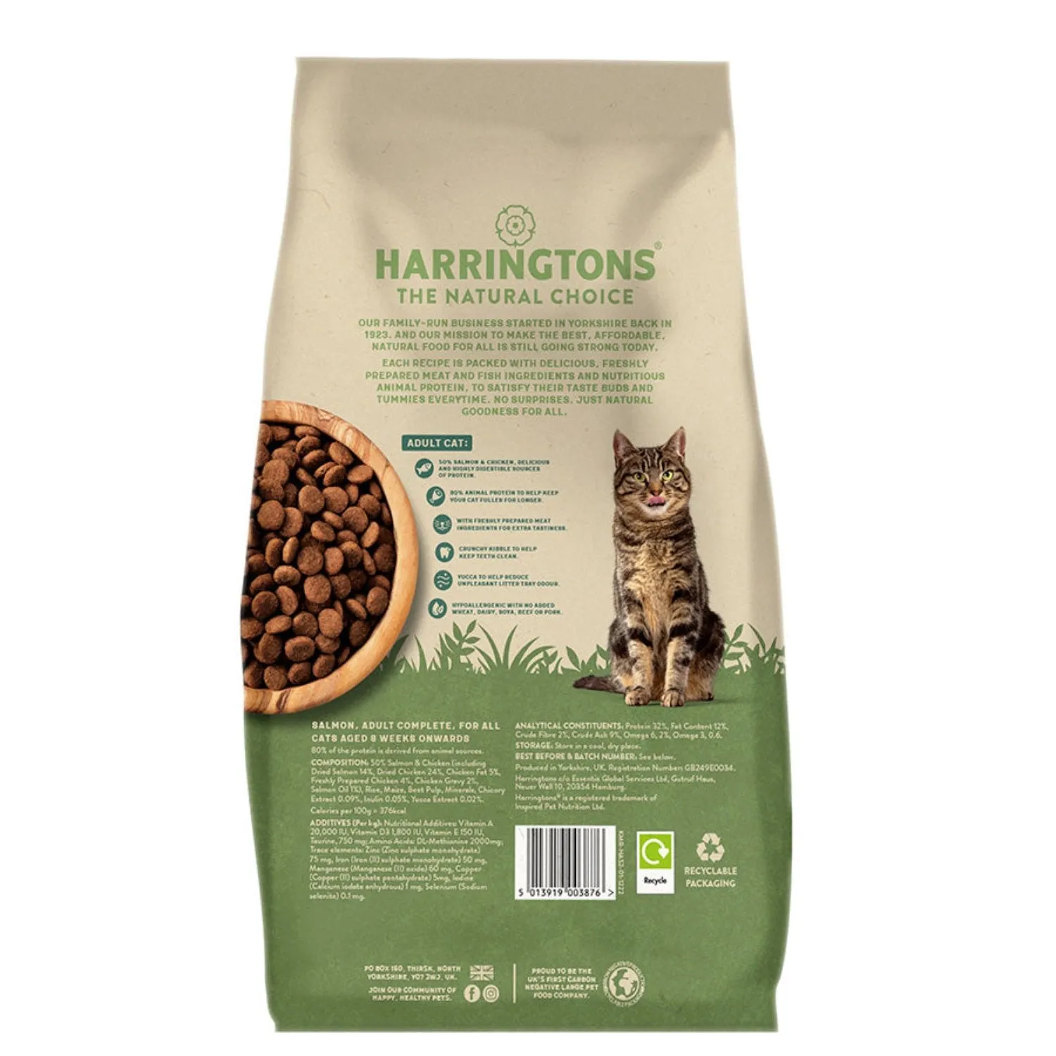 Harringtons Complete Adult Salmon Dry Cat Food 2kg