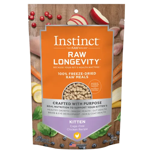 Instinct Raw Longevity Chicken Recipe 100% Freeze Dried Kitten Food, 9.5oz