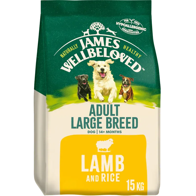 James Wellbeloved Adult Large Breed Lamb & Rice 15kg - Free P&P