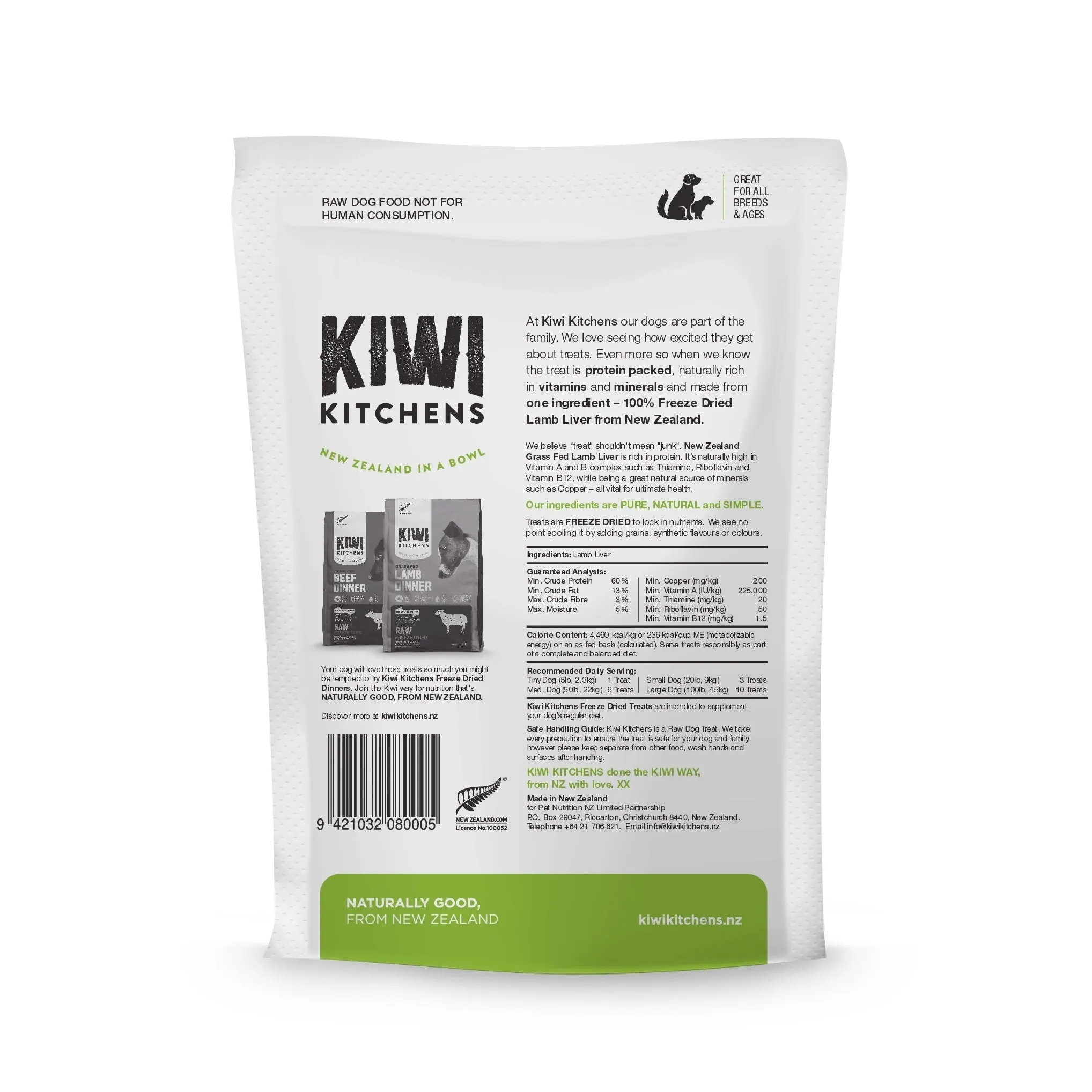 Kiwi Kitchens Lamb Liver Freeze Dried Dog Treat 110g