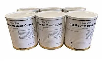 Military Surplus Freeze Dried Top Round Canned Beef Cubes (Half Case - 3 cans and Full case - 6 Cans)