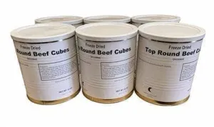 Military Surplus Freeze Dried Top Round Canned Beef Cubes (Half Case - 3 cans and Full case - 6 Cans)