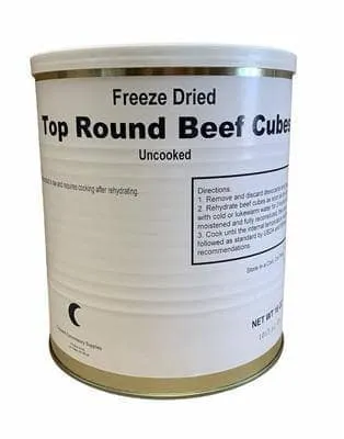 Military Surplus Freeze Dried Top Round Canned Beef Cubes (Half Case - 3 cans and Full case - 6 Cans)