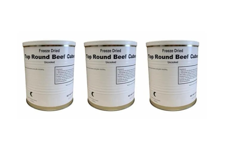 Military Surplus Freeze Dried Top Round Canned Beef Cubes (Half Case - 3 cans and Full case - 6 Cans)