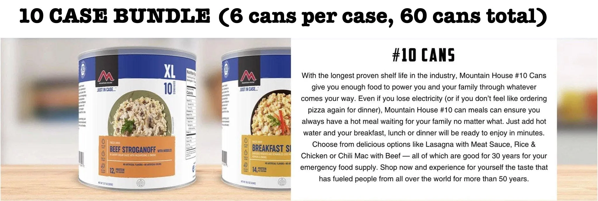 Mountain House Bulk Freeze-Dried Meals (60 Cans) | 12 Weeks of Emergency Food Storage: