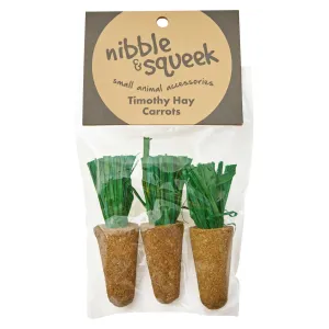 Nibble & Squeek Timothy Hay Carrots Small Animal Toy 3pk