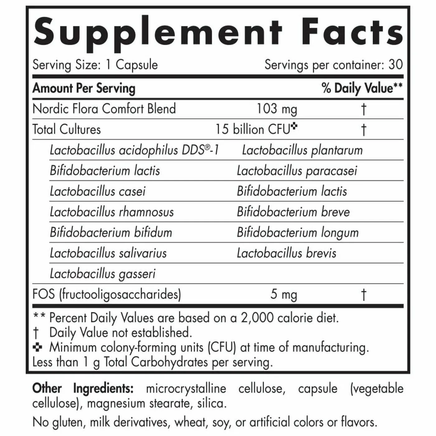 Nordic Flora Probiotic Comfort 30 caps By Nordic Naturals