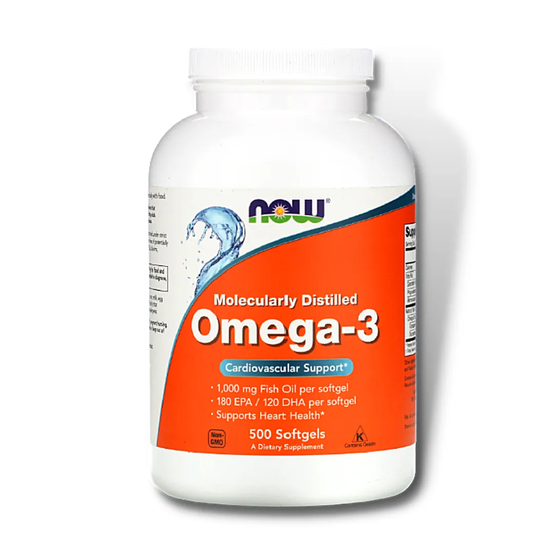 NOW Omega-3 1000mg Fish Oil Concentrate (500 Softgels) EXP Aug 2027