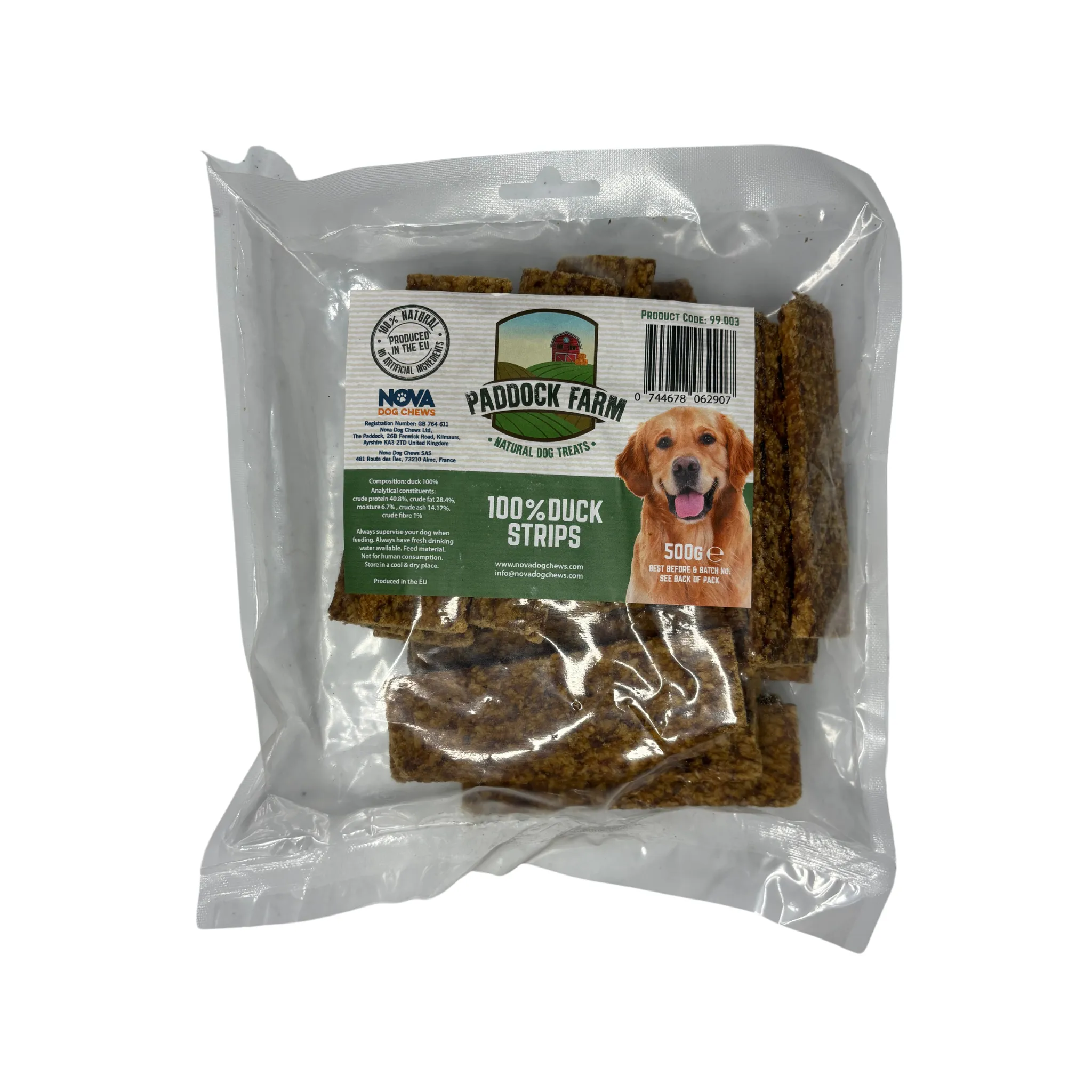 Paddock Farm 100% Natural Meat Strips For Dogs 500g