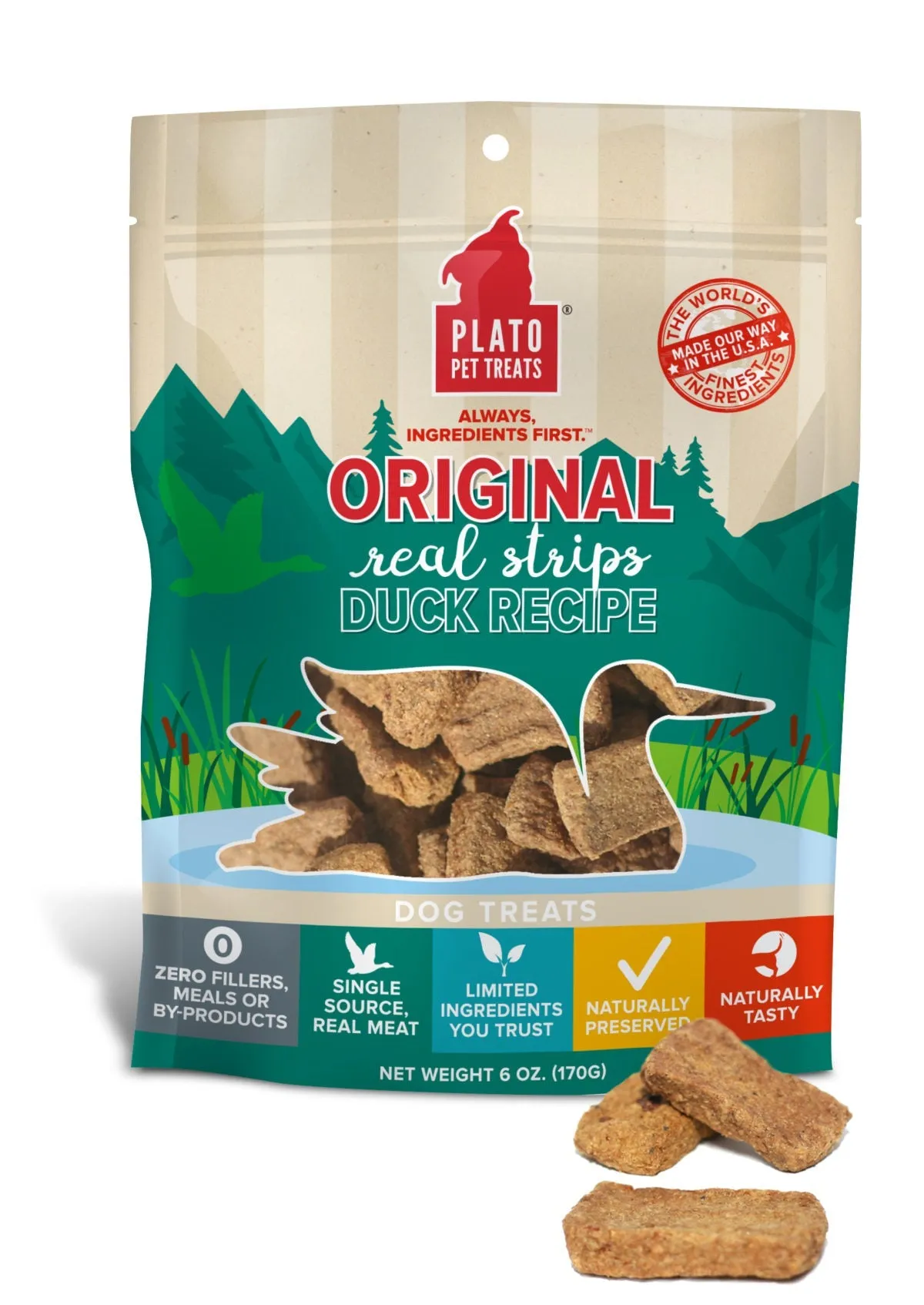 Plato Real Strips Duck Meat Bar Dog Treats