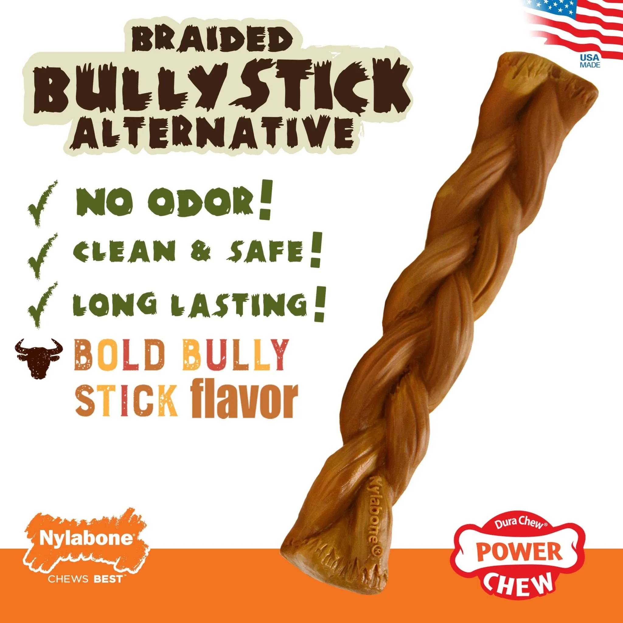 Power Chew Braided Bully Stick Alternative Chew Toy, Large/Giant, Up to 50 lbs