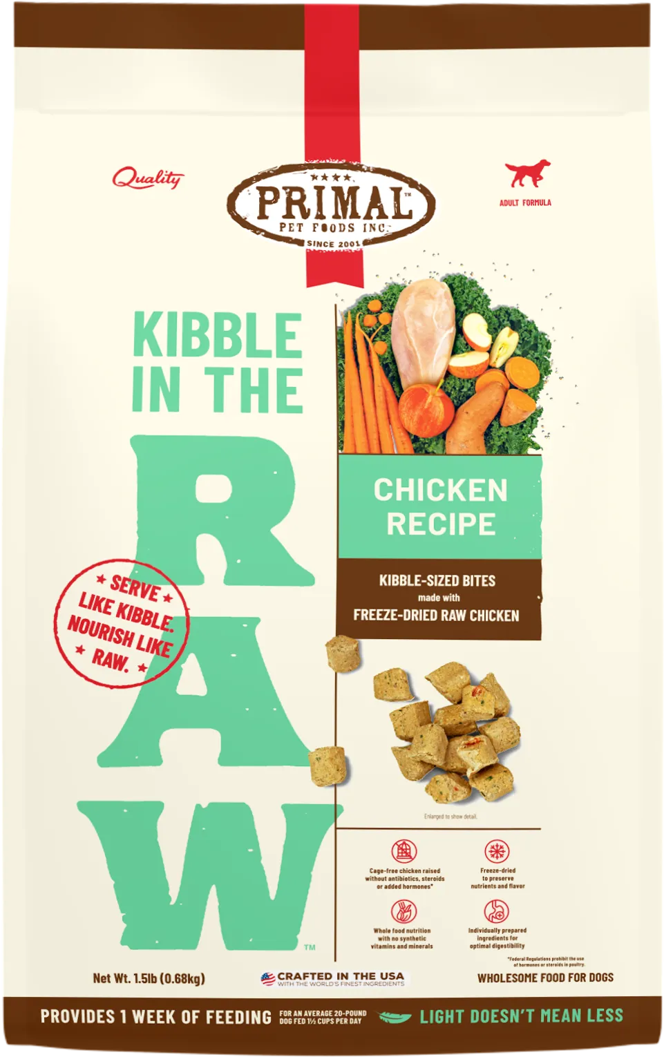 Primal Kibble in the Raw Freeze-Dried Chicken - Dog Food