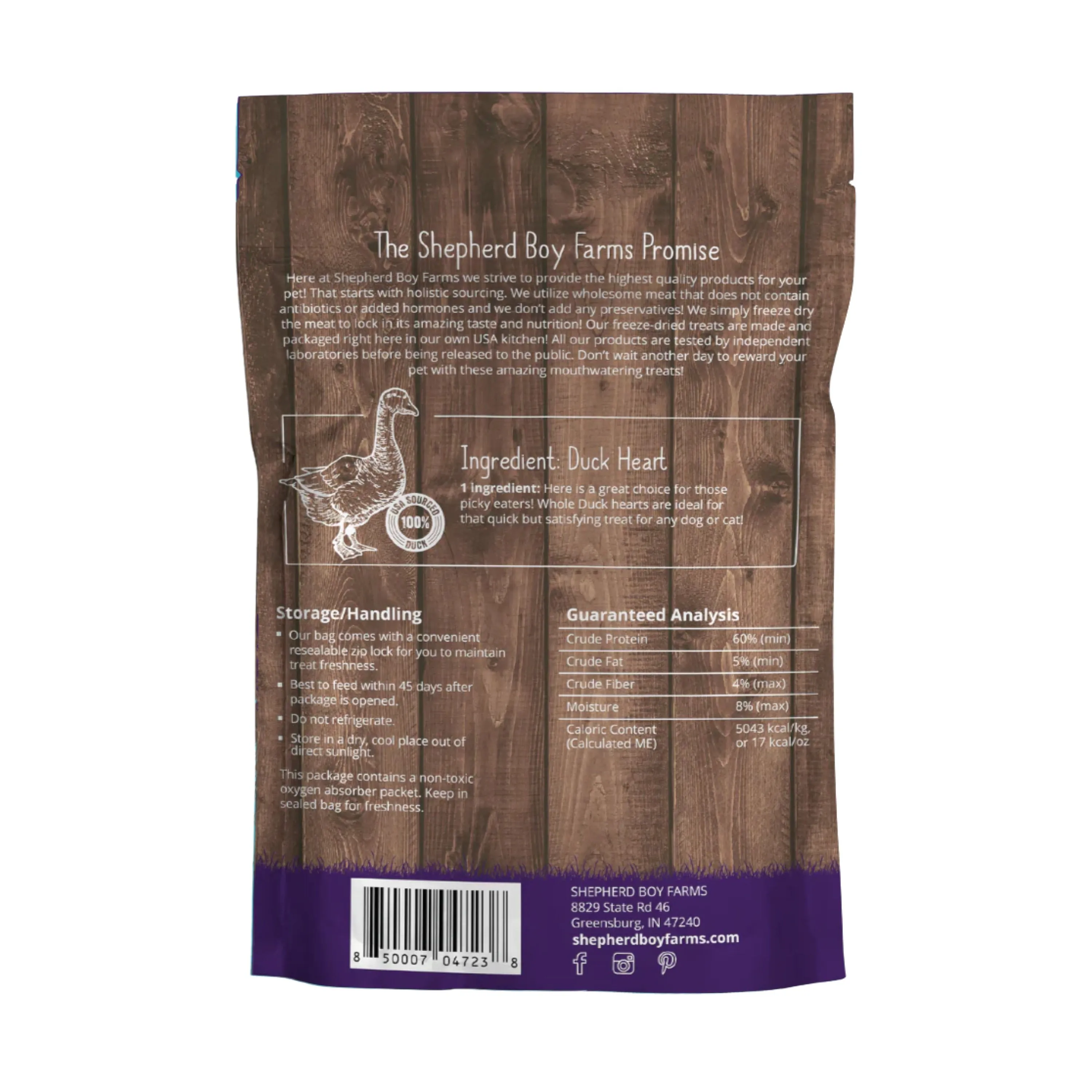 Shepherd Boy Farms Freeze Dried Duck Heart Dog Treats 3oz