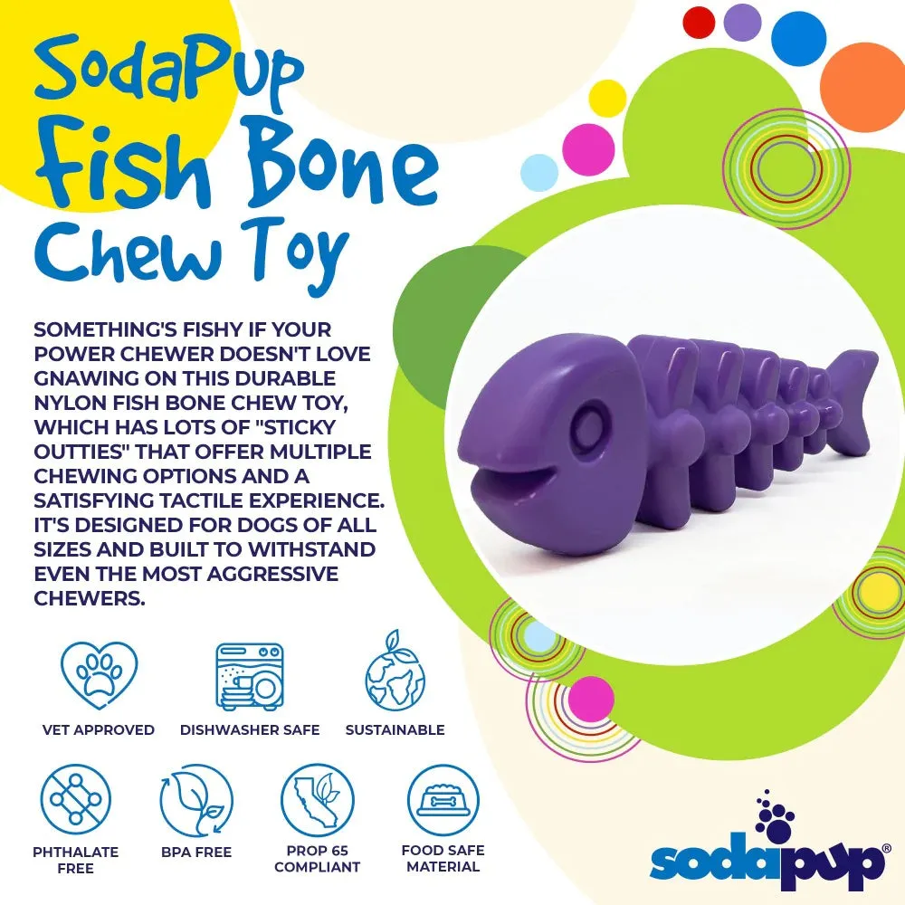 SodaPup Purple Fish Bone Ultra Durable Nylon Chew Toy