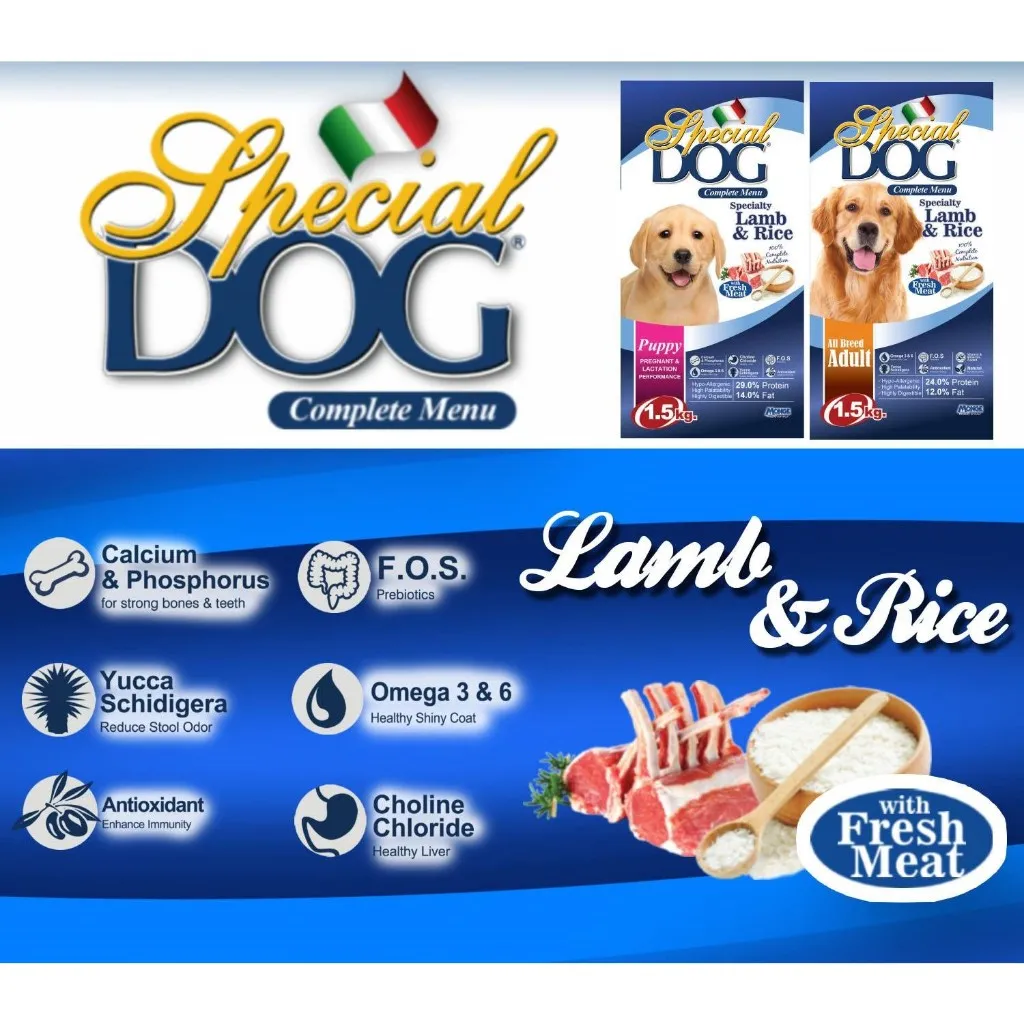 Special Dog Puppy & Mother Dry Food 1.5kg, Lamb & Rice Hypoallergenic Original Packaging