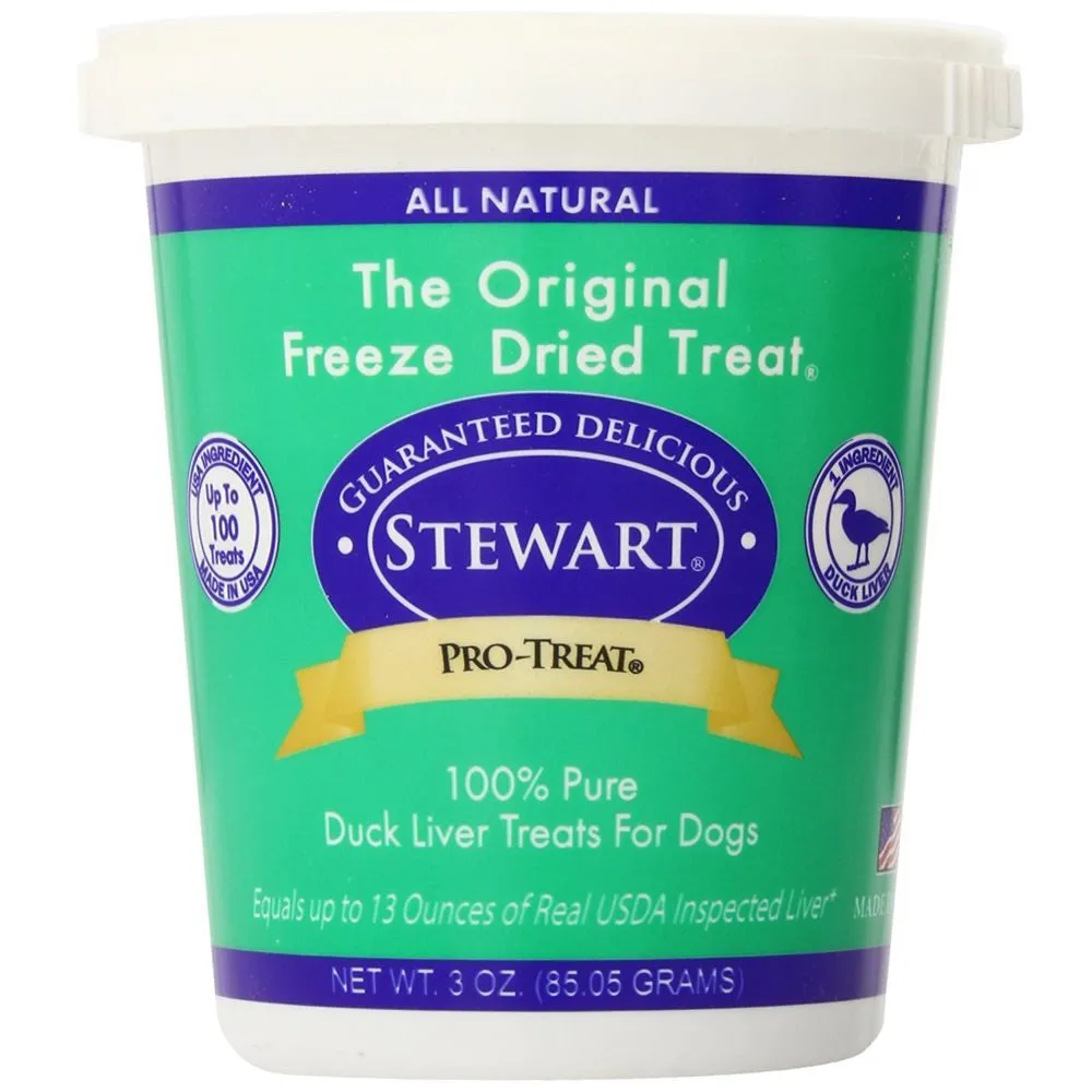 Stewart Pro-Treat Duck Liver Freeze Dried Dog Treats 3oz (Tub)