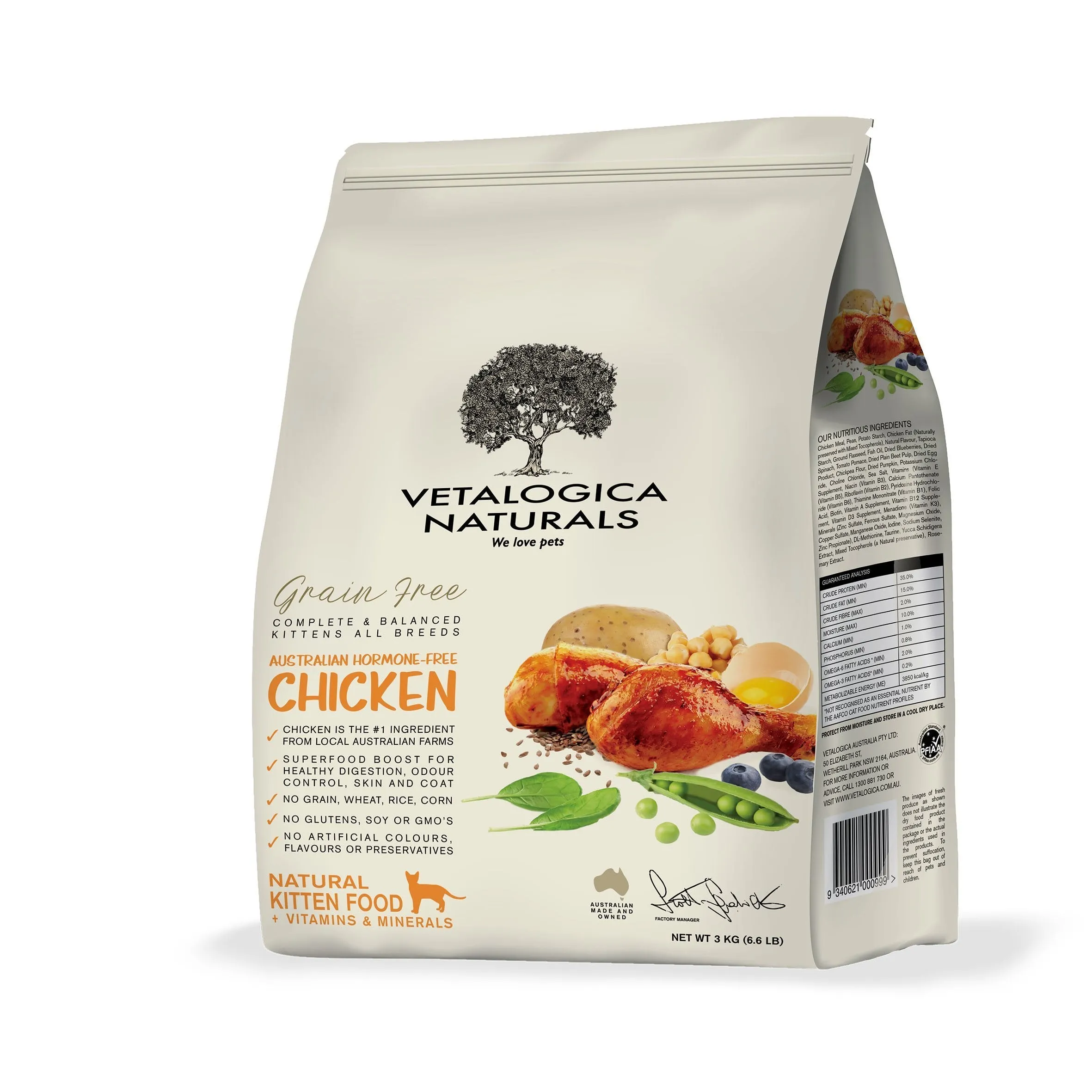 Vetalogica Naturals Grain Free Chicken Kitten Dry Cat Food 3kg