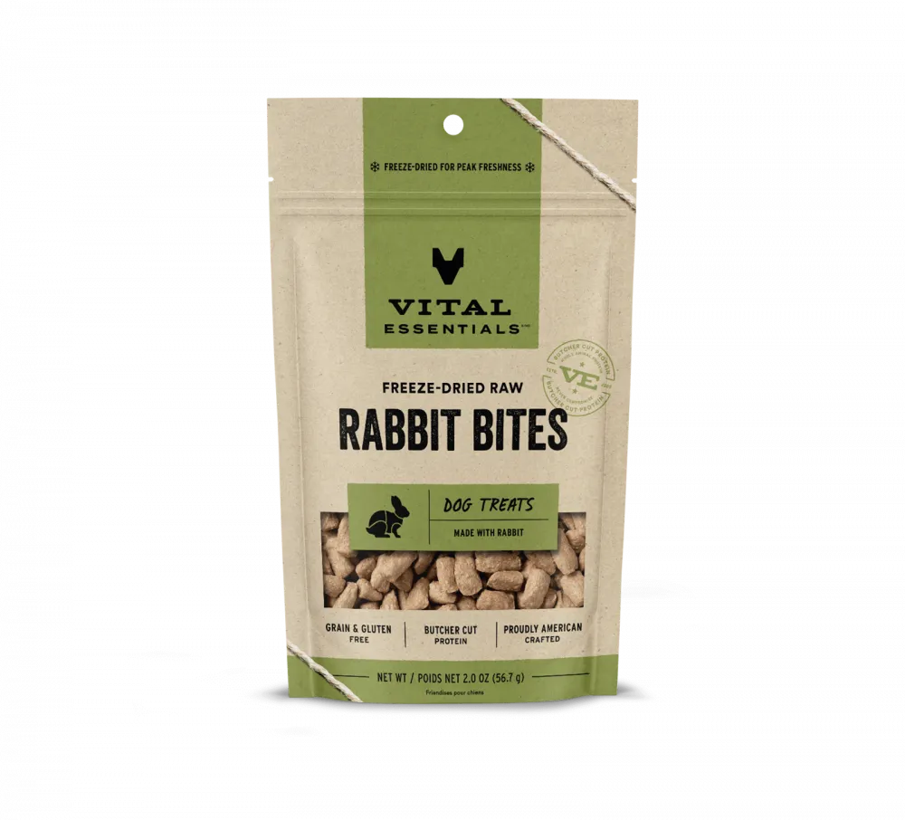 Vital Essentials Freeze Dried Rabbit Bites Vital Treats for Dogs