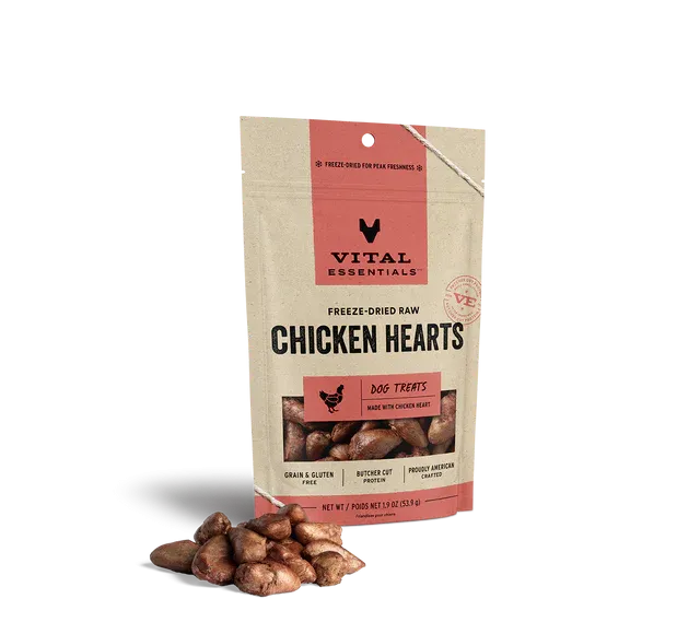 Vital Essentials Freeze-Dried Raw Chicken Hearts Dog Treats