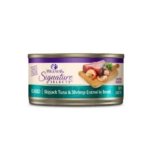 Wellness Cat Core Grain-Free Signature Selects Flaked Skipjack Tuna & Shrimp Entree in Broth 2.8oz