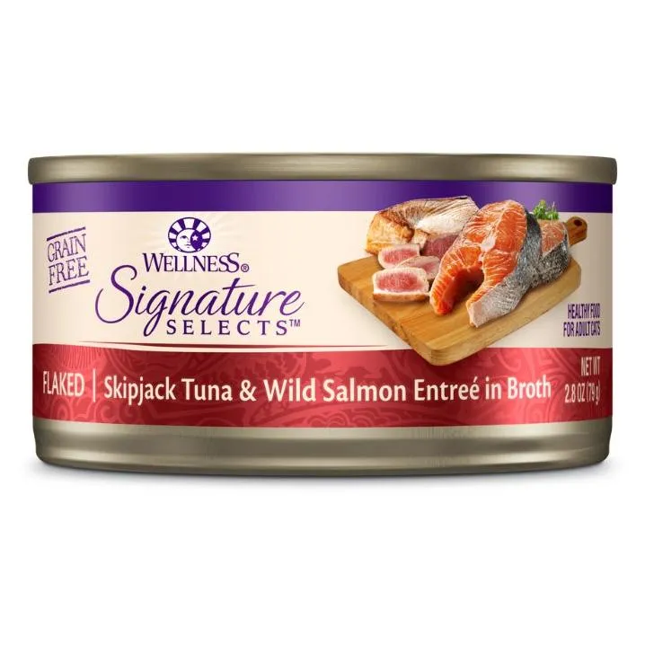 Wellness Core Signature Selects Flaked Skipjack Tuna & Wild Salmon Entrée in Broth Wet Cat Food 79G