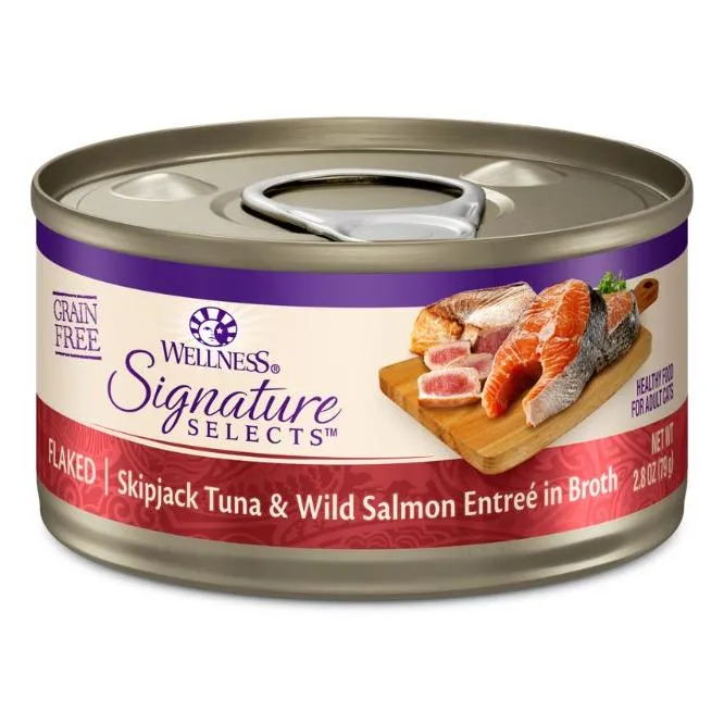 Wellness Core Signature Selects Flaked Skipjack Tuna & Wild Salmon Entrée in Broth Wet Cat Food 79G